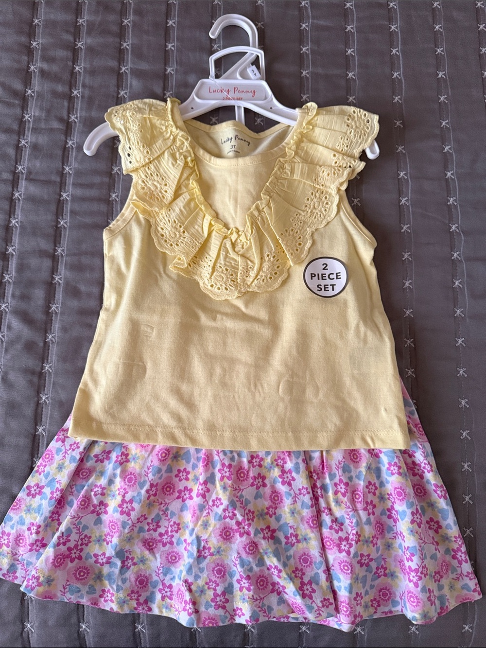 Carter's Yellow Ruffle Tank & Pink Floral Skirt 2-Piece Set